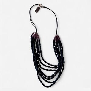 J. Jill Layered Black Necklace with Gemstone Beads and Gold-Tone Accents, NWT